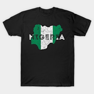 Nigerian Map and Flag Souvenir T-Shirt